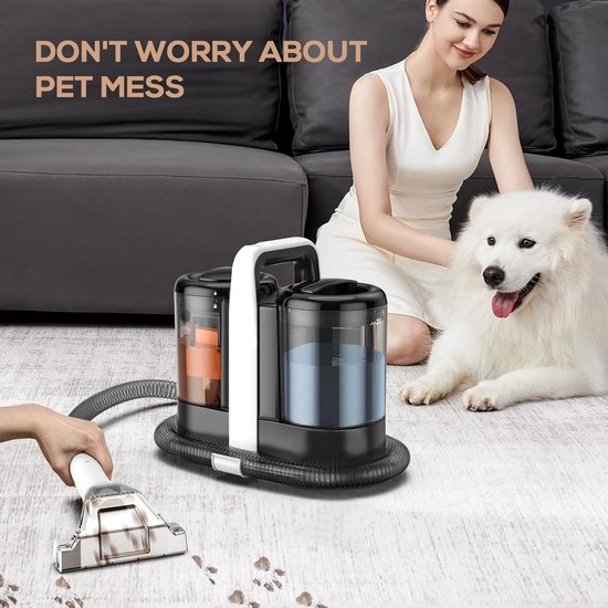 Carpet cleaner 4-in-1 with heating function and self-cleaning - Deep cleaner for sofa, car, floor and carpet - Removes stubborn stains - Including e-book - high-quality product