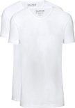Twee witte V-hals T-shirts met korte mouwen, basic fit, van Slater.