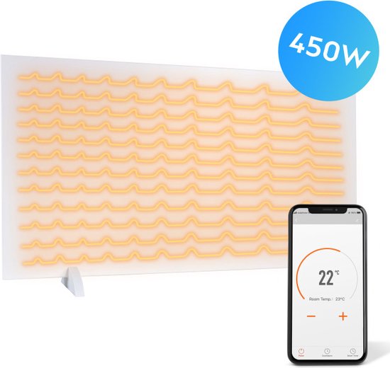 Silvergear Infrarood Verwarmingspaneel Premium - Infrarood Paneel - Verplaatsbaar - WIFI - 450W - Wit