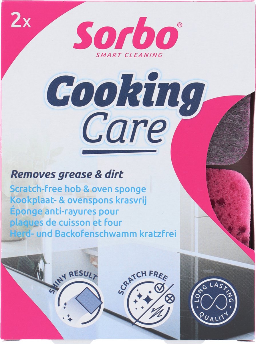 Sorbo Cooking Care – Krasvrije Spons met Vetoplossende Zeep – Set van 2 – Voor Oven & Kookplaat