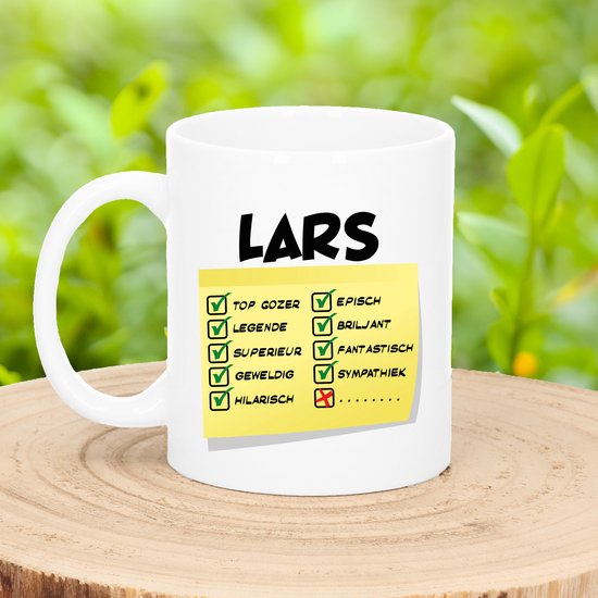 Tasse avec nom Bellatio Decorations Lars - blanc - top guy - céramique - 300 ml - cadeau tasse collègue