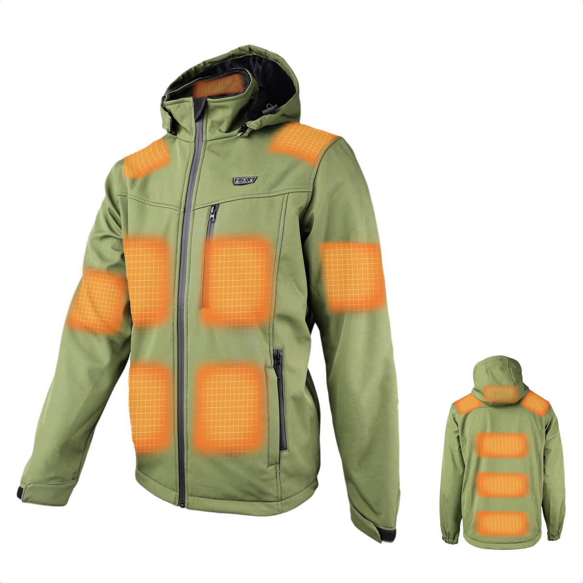 HEATDRY® Clothing - Verwarmde Jas - Softshell Jas - HeatFlex PRO - Green - Maat Heren: L, Dames: XL