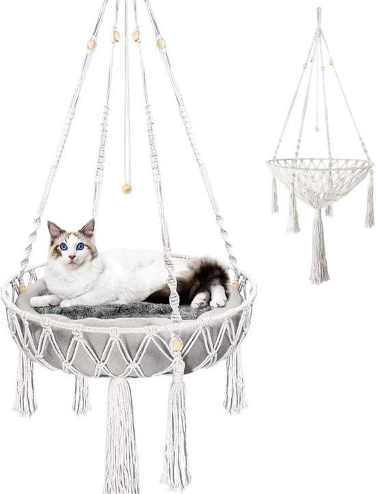 Foto: Goodivery unieke hangende katoenen kattenhangmat voor raam en binnengebruik