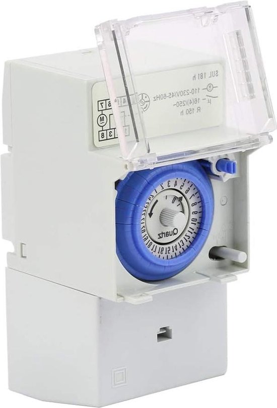 Sul181h Analoger Mechanischer 24h-Timer – DIN-Schiene, 16A, Für Straßenbeleuchtung, Geräte & Ladezeiten – Einstellbar 48 Schaltzeiten/Tag