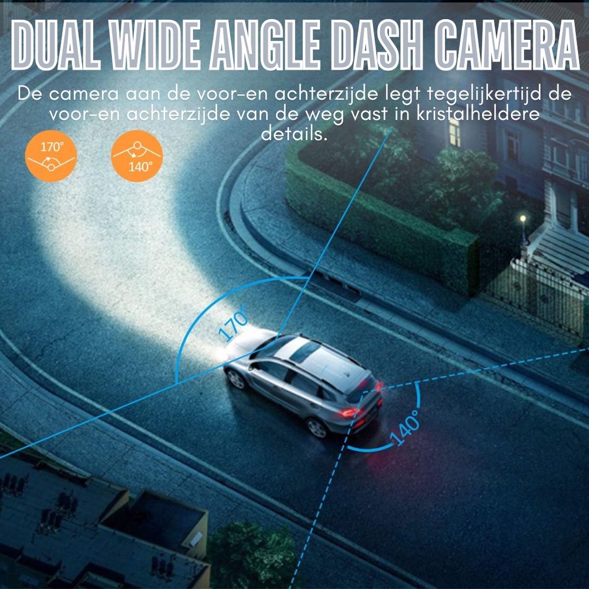 DD Dashcam voor Auto voor en Achter - Achter Draadloos - Full HD Gps - 4x9x6cm - Zwart – foto 2
