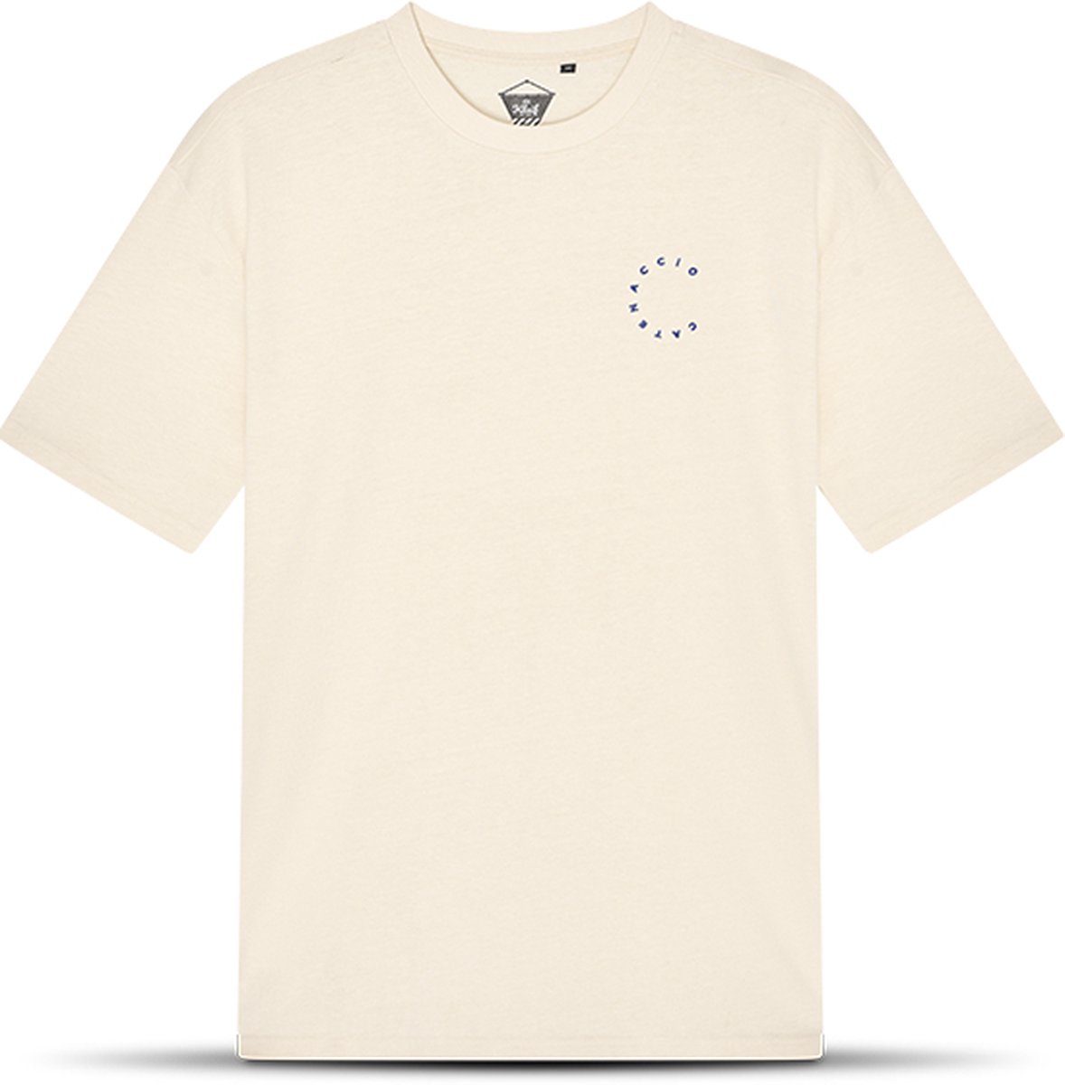 Catenaccio T-shirt Off-white - Maat L / Large - Oversized Heren T-shirt - Football T-shirt - Heavy cotton - By FC Kluif