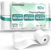 Verpakking van 10 witte thermische papierrollen van ACROPAQ, 80mm breed, 80mm diameter, 92,2m.