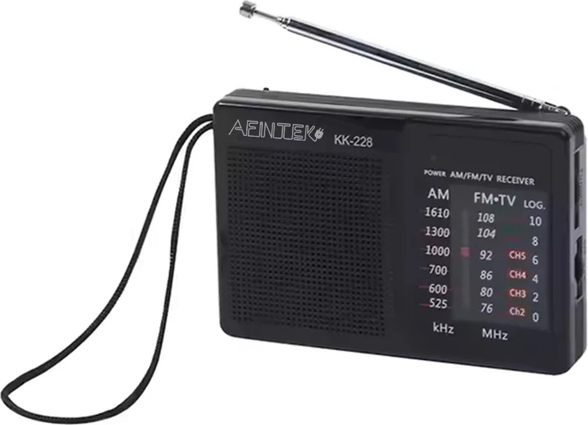 AFINTEK Mini Noodradio Op Batterijen (AA) - Zwart