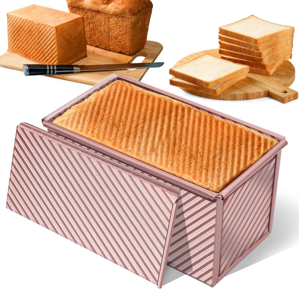 La'Moussawi ® Roségouden Brood- en Cakevorm met Antiaanbaklaag en Deksel voor Perfecte Resultaten