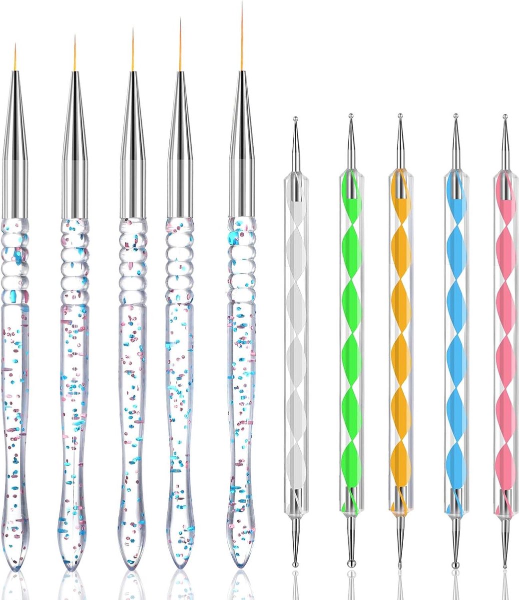Goedkoopste 10 stuks nageldesign kwasten voor nail art - liner penseel voor gelnagels, acryl en meer Washing Machine