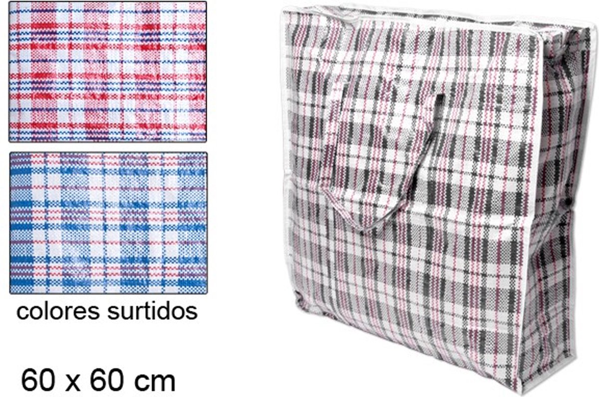 CM Grote opberg tas voor dekens/kussens/speelgoed - 2x - met rits - gestreept rood - 60 x 60 x 18 cm - met hengsels - 110 liter