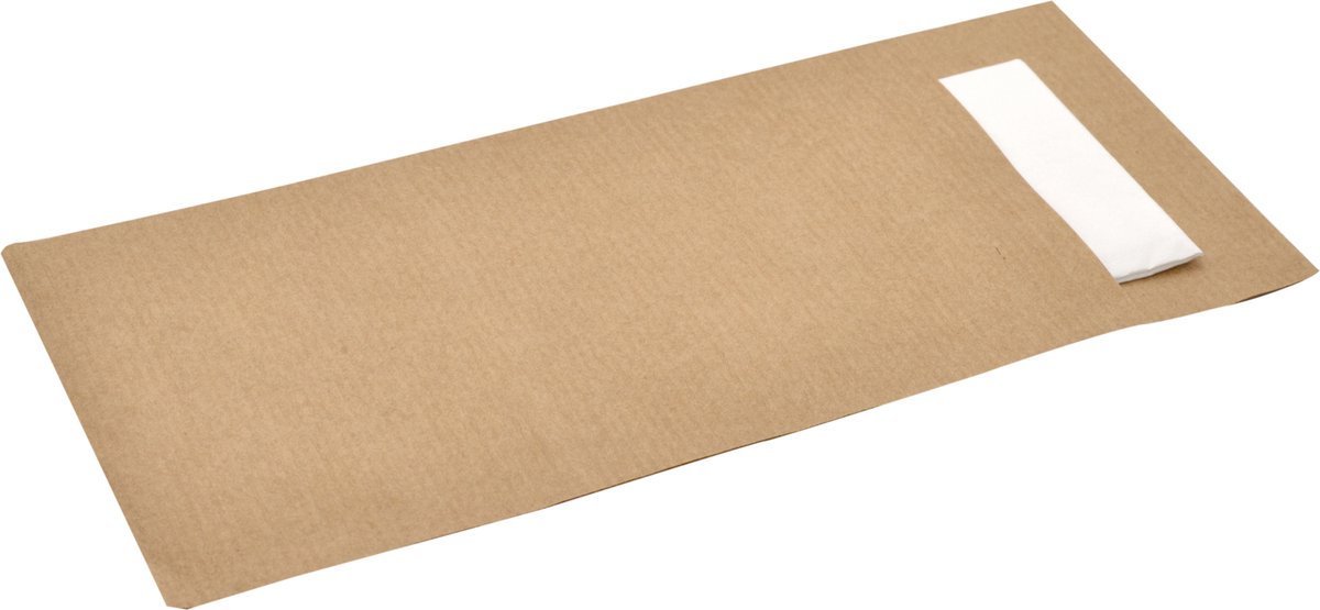 Goedkoopste Bestekzak | incl. Servet | 2-laags | papier | naturel | 600 stuks
