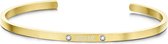 Key Moments 8KM-B00467 - Stalen open bangle met tekst - * kiss me * - zirkonia - one-size - goudkleurig