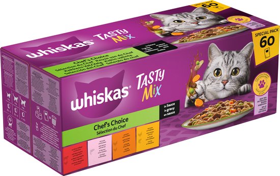Whiskas Kattenvoer - Adult 1+ - Tasty Mix Keuze Chef in Saus - 60x85g