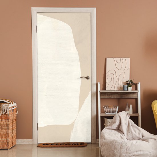 Poster de porte 95x215 cm - Sticker porte Beige - Abstrait - Moderne - Film meuble autocollant - Film porte salon - Papier peint fotobehang intérieur - Film adhésif porte - Stickers porte - Sticker papier peint porte - Décoration chambre