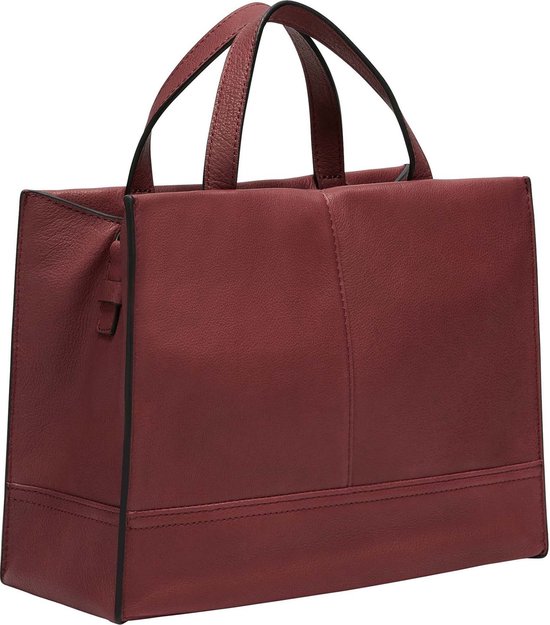 LIEBESKIND BERLIN Cuir Sac à main Sac à épaule bandoulière Lou 2 Satchel Bag Berry Rouge foncé