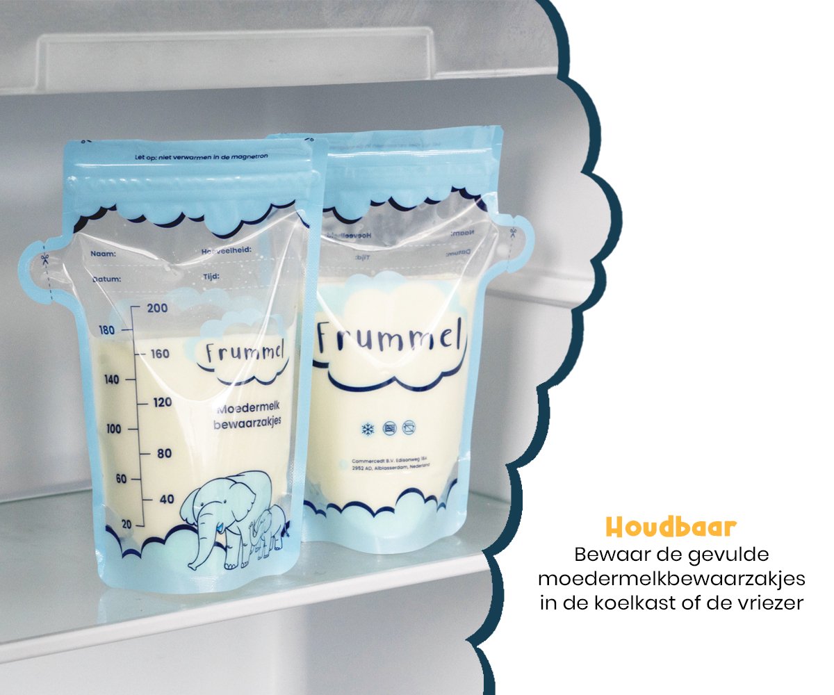 Frummel Moedermelk Bewaarzakjes - 150 stuks - 200 mL - Borstvoeding Opslag - BPA Vrij - Lekvrij - Koelkast en Vriezer - Borstvoeding Bewaarzakje — afbeelding 3
