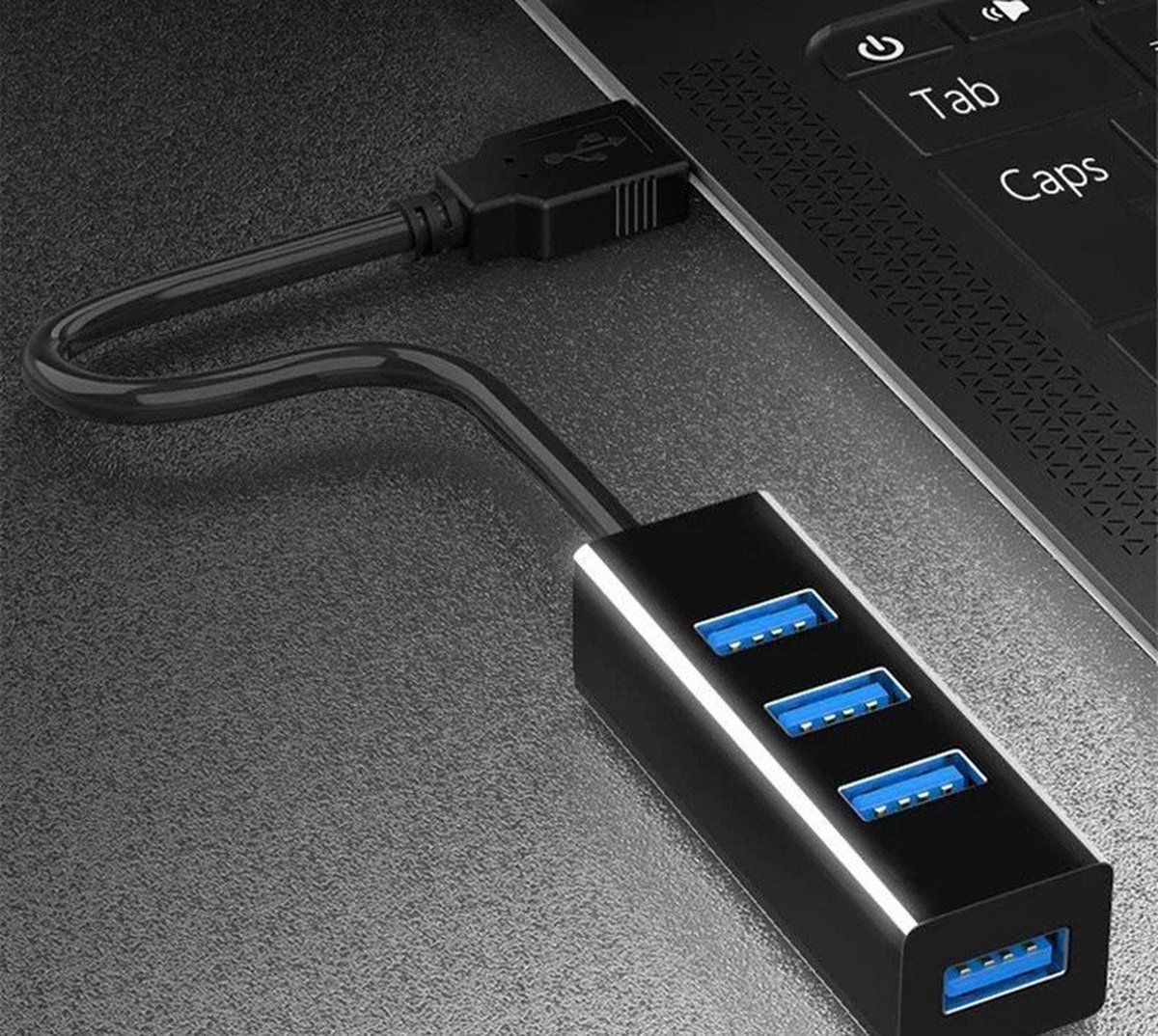 USB hub - splitter - usb switch -usb 3.0 -4 poorten - met kabel - verlengkabel -kabellengte:15 cm- kleur: Zwart