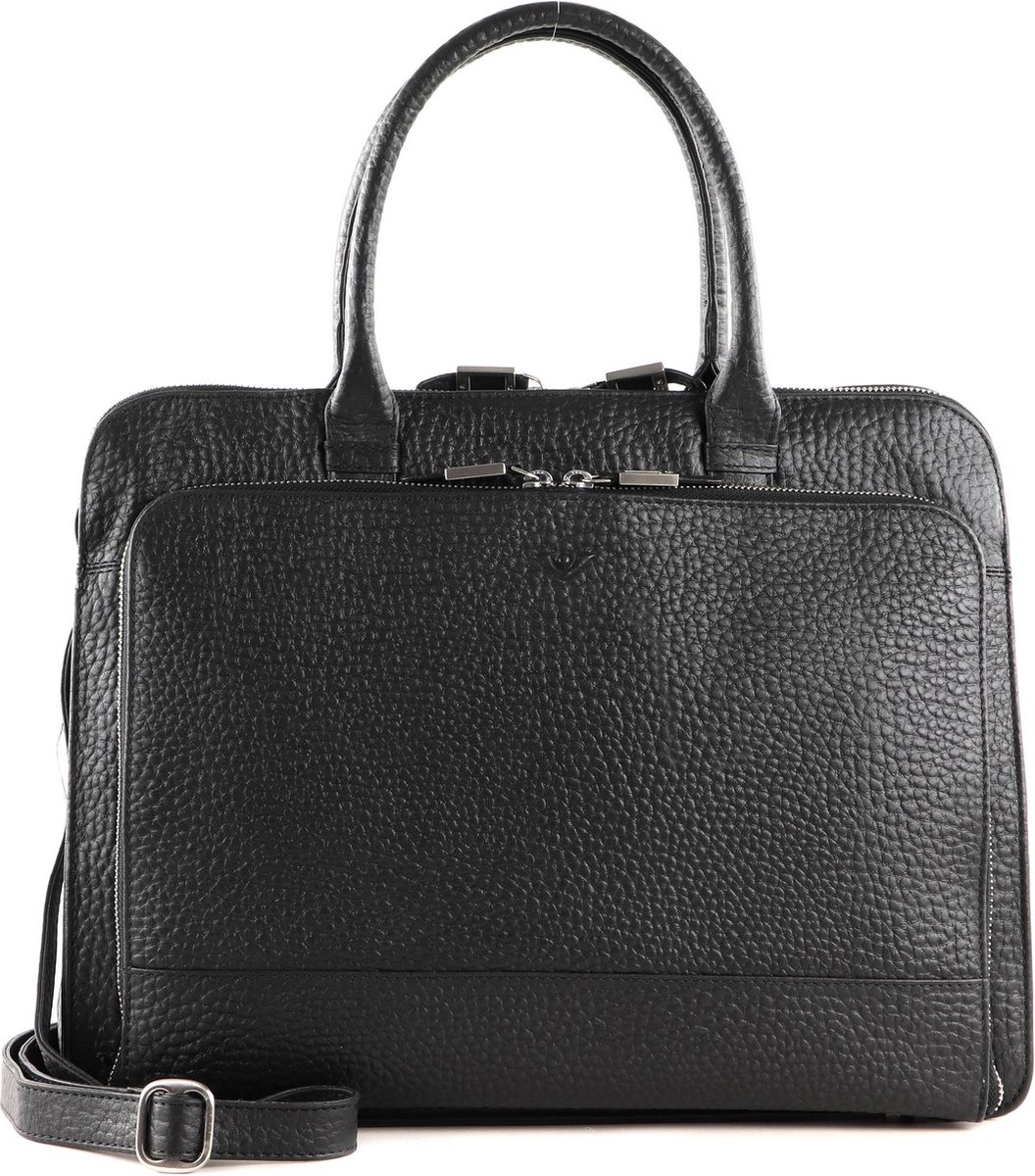 Voi Laptoptassen Grain Leather-zwart