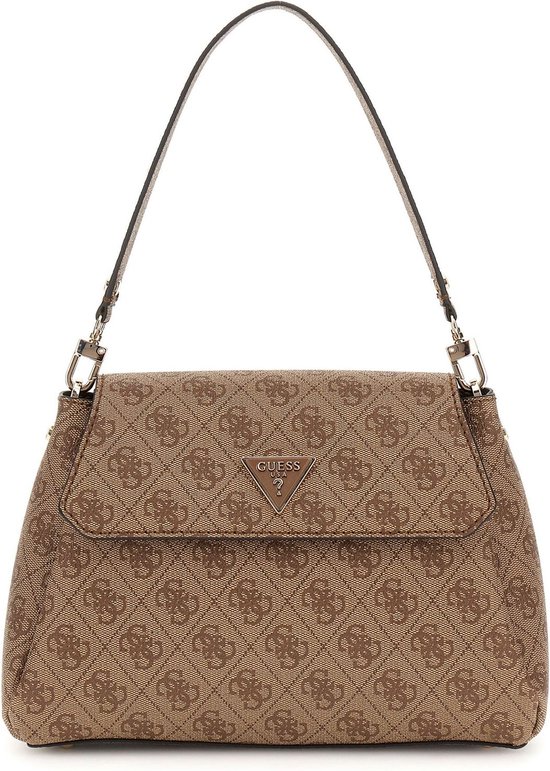 GUESS Flat Pouch Handtas Latte Logo Lichtbruin - Elegante Accessoiretas Met Ketting
