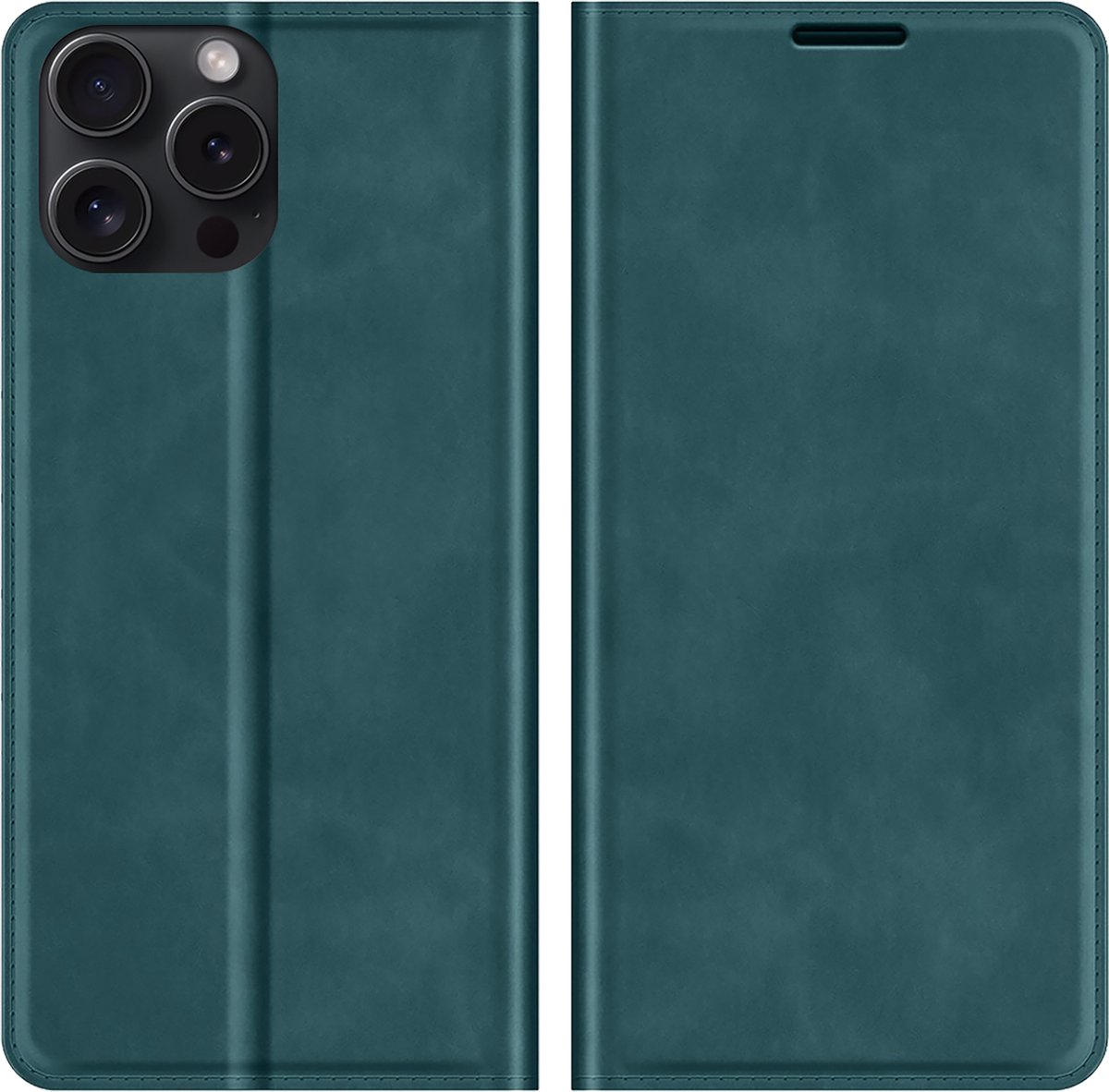 Cazy hoesje geschikt voor iPhone 15 Pro - Hoesje met Pasjeshouder - Luxe Book Case - Groen
