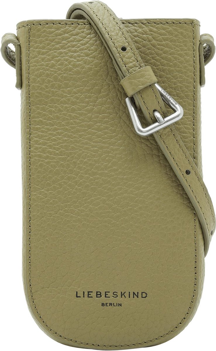 LIEBESKIND BERLIN Leren Telefoontasje Heavy Pebble Naomi Mobile Pouch Princess Green Kaki