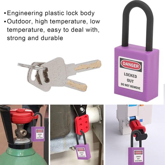 Lockout Tagout veiligheidshangsloten set - 10 sloten - 2 sleutels - Pro ...