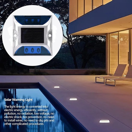 2 Pac Solarplafondlampen, lampen op zonne-energie voor buiten, led, solar ground lights, led-verlichting, waterdichte buitenrit, straatlamp voor weg, pad, dek, dock, oprit, tuin (blauw licht