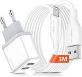Petit chargeur + Câble Lightning vers USB pour iPhone - 3 mètres