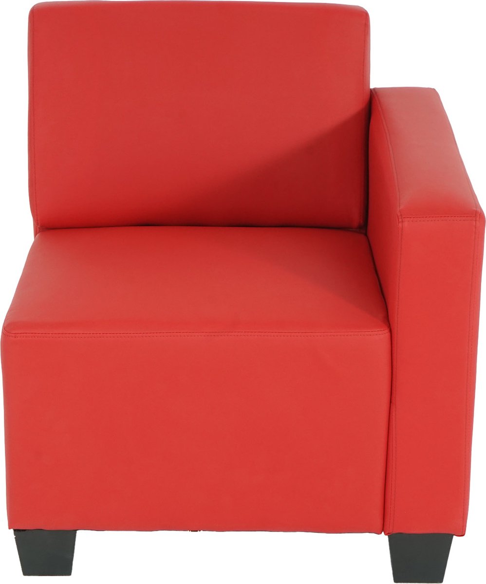 Cosmo Casa Modulaire Stoel - Rechthoekig Zijdeel - Stoel met Armleuning - Lyon - Kunstleer - Rood