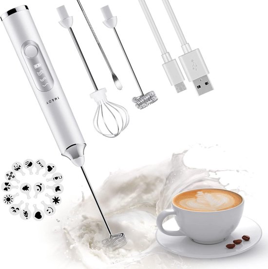 Mousseurs à Lait Mousseur à Lait Électrique USB - 3 Vitesses - Double Fouet | Pour Café, Latte, Cappuccino, Matcha | Rechargeable Milk Frother Usb Rechargeable