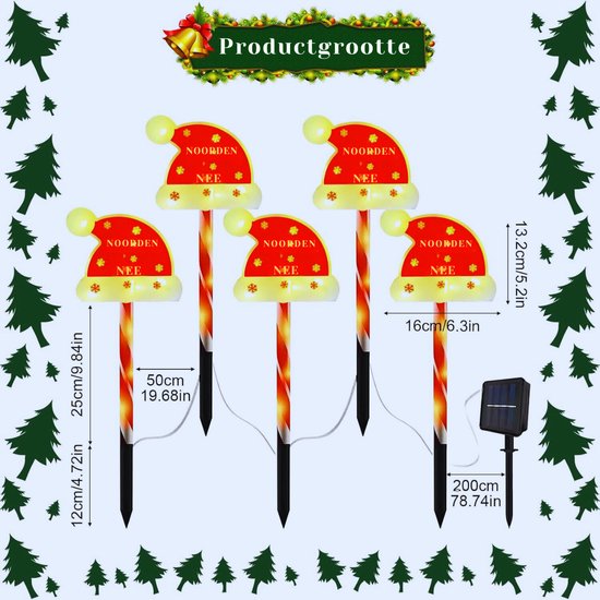 Paquet de 5 Éclairage de Noël à énergie solaire pour Jardin et allée – Lumières de Spellen de Noël décoratives – Silent B