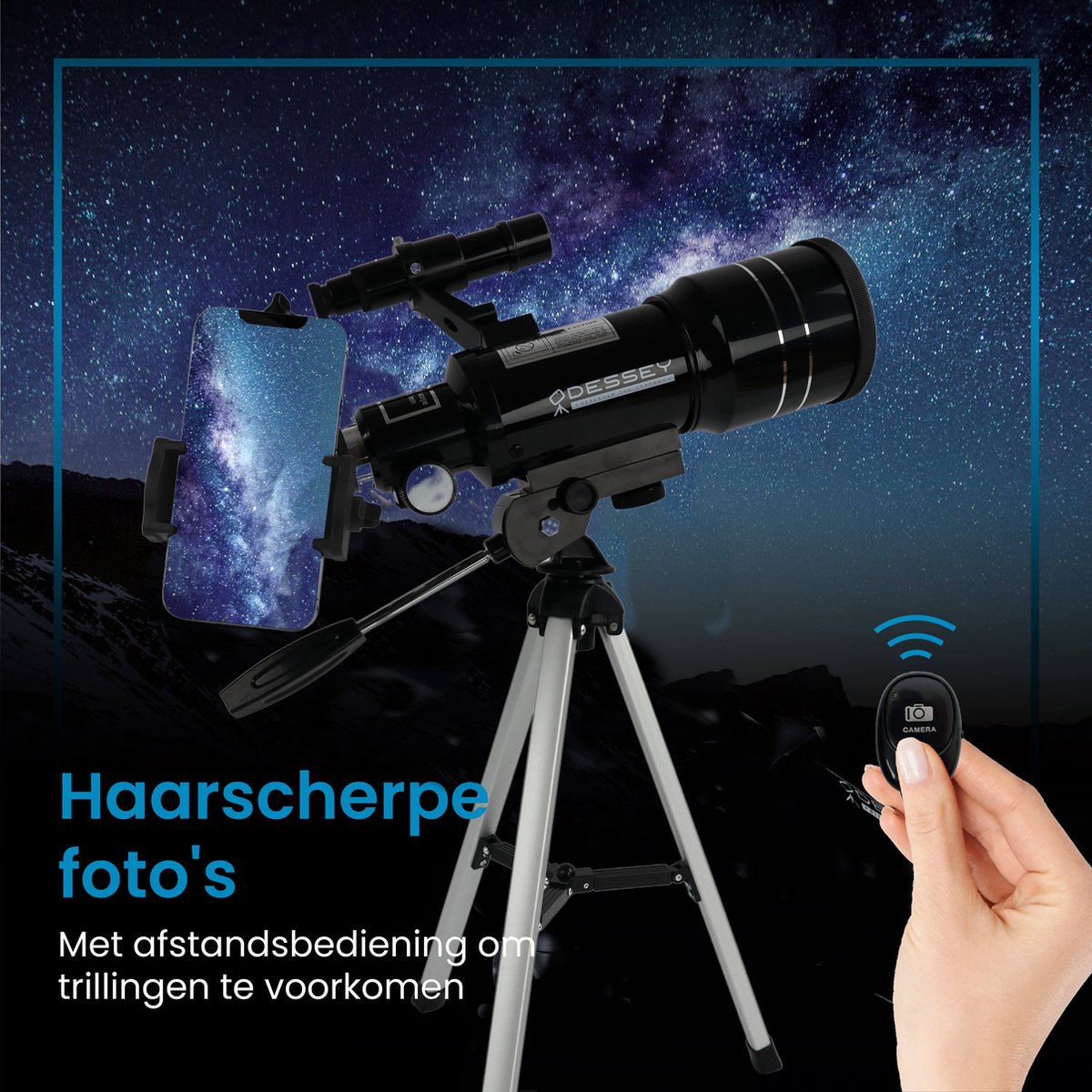 Telescoop voor volwassenen en kinderen, 70 mm diafragma refractortelescopen (15X-150X) voor astronomie beginners, draagbare reistelescoop met telefoonadapter en draadloze afstandsbediening