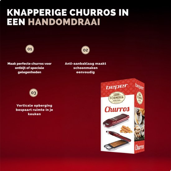 Beper BT600Y Churros Maker - Churrosmachine voor 4 Churros - Wafelijzer - Kerts Cadeau - Met Antiaanbaklaag & Indicatielampje - 700 W van Beper — afbeelding 3