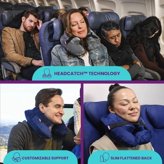 Reizen nekkussen, traagschuim, vliegtuig, reizen, comfortabel, wasbaar, hoes, vliegtuig, neksteun, kussen voor nek, slapen, opblaasbaar zitkussen ( marineblauw, één maat