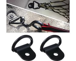TLVX 2 stuks Sterke Ankerpunt Zwart 20x36mm – Trek Ring met Schroefgat 5,5mm – Vastzetankers – Sjorring - Montage beugel - Pull Haken – Spanner - Muuranker - RVS – Auto – Boot – Vrachtwagen – Aanhanger - Huis – Tuin - Bouw – Doek – Touw spannen
