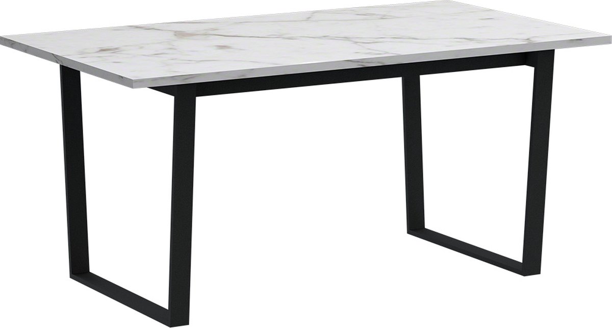 Amble eetkamertafel 90x160cm wit marmerprint.