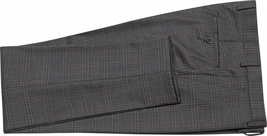 Convient - Costume Toulon Carreaux Grijs Marron - Taille 52 - Coupe slim