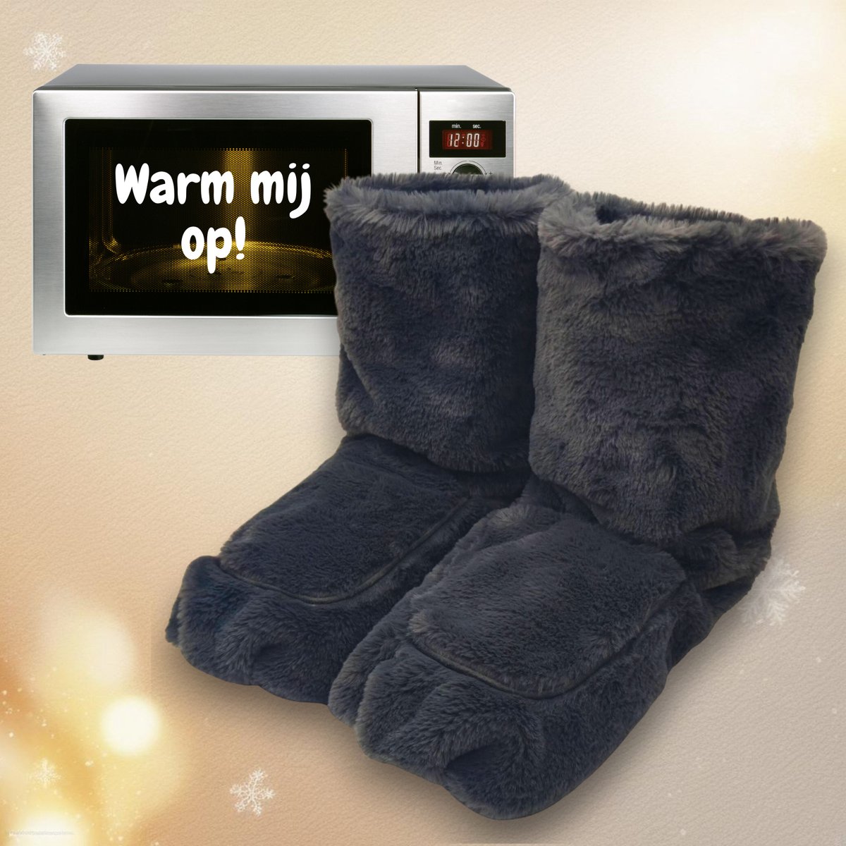 Magnetron sloffen - Verwarmde pantoffels - Dames en Heren - Warme Voeten - Verwarmde sloffen - One Size Fits All T/m Maat 40 - Verwarmde sokken - Lavendel en Lijnzaad Vulling - Grijs
