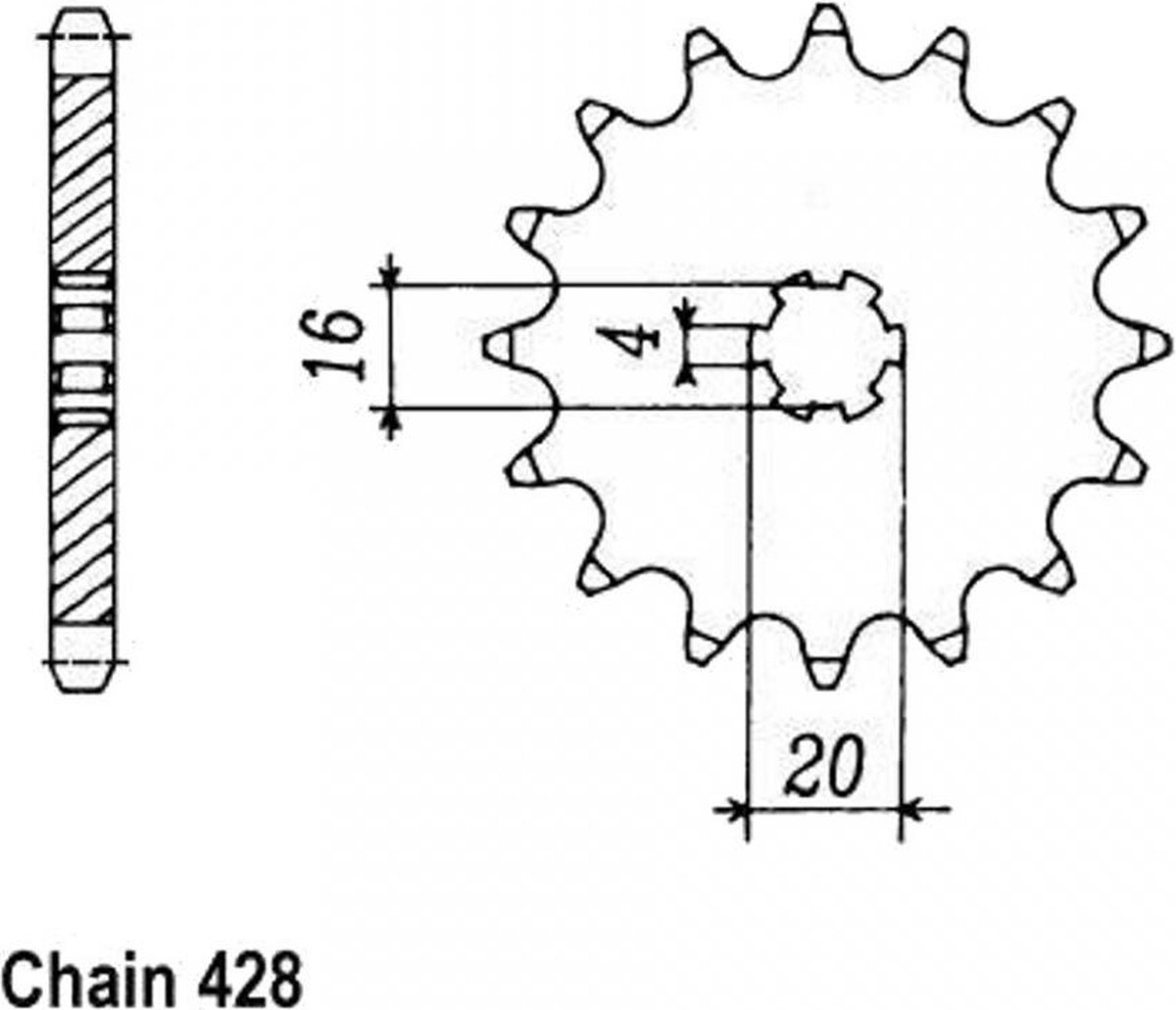 Sifam versnellingsbak tandwiel voor Yamaha 80 YZ grote wielen 1994 tot 2001 14 tanden steek 428 type 416 Gloednieuw