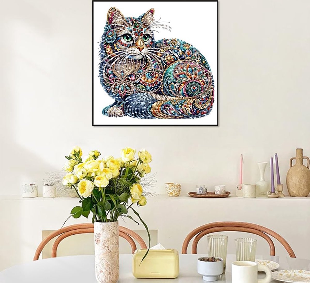 BOTC Diamond Painting Volwassenen - Diamond Painting Kinderen - Diamond Painting Pakket Volledig - 30x40CM - Kat — afbeelding 6