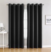 Gordijnen Zwart - Verduisterend - Verduisterende gordijn met ringen - 1 stuk thermische gordijnen voor slaapkamer en kantoor - 100x250 cm