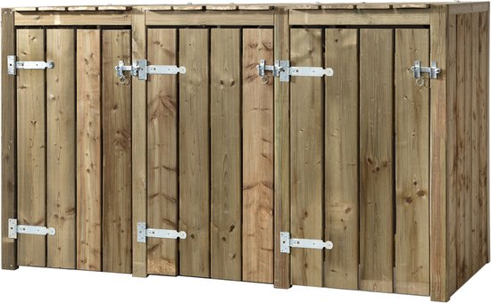Containerombouw Andre | Kliko Ombouw Driedubbel | Containerberging | Containers kast | Container berging voor 3 kliko's | Wood Selections