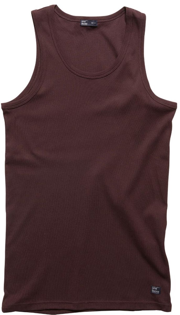 Vintage Industries Bryden rib singlet burgundy Rood