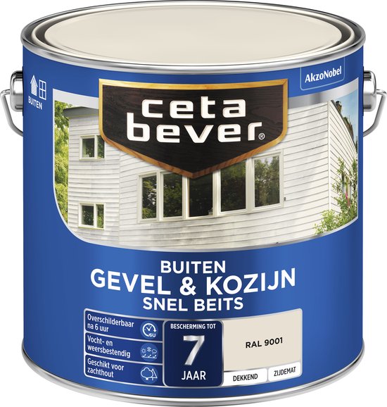 Cetabever - Snelbeits Gevel Hout Dekkend - RAL 9001 - 2,5 L