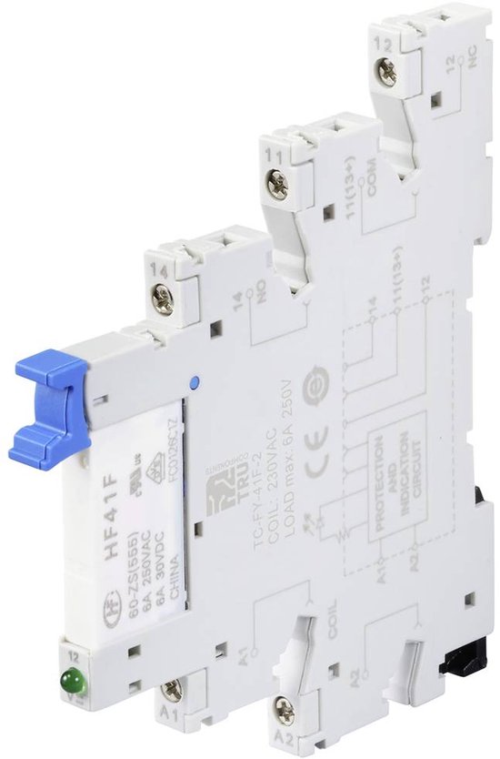Relais industriel TRU COMPONENTS TC-FY-41F-2 230V Tension nominale: 230 V/AC Courant de commutation (max.): 6 A 1 NF (R