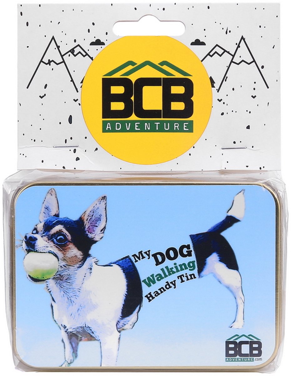 Bushcraft survivalset My Dog Walking Handy blikje - voor het uitlaten