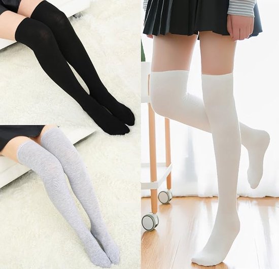 shallyong Kniekousen voor dames, 2 paar lange sokken, beenwarmers, kniesokken voor dames, warm en zacht, voor dagelijks gebruik en koude winter, A, One size