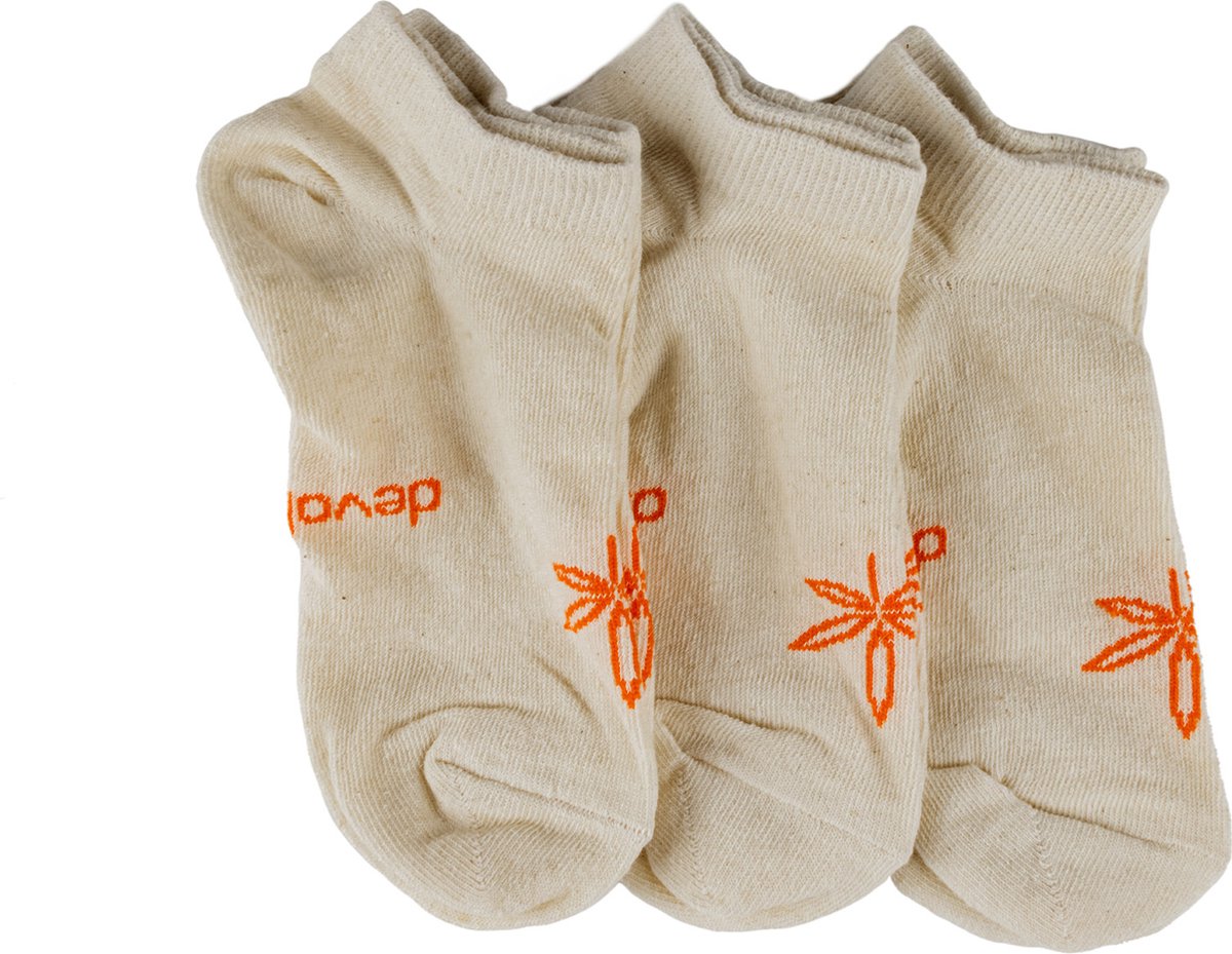 DevoHome Hennepsokken Set 3 Paar – Maat 41-45 | Ademend, Hypoallergeen, Anti-schimmel & Antibacterieel | Enkelsokken, Beige Sokken, Duurzame Sokken Hennep & Katoen