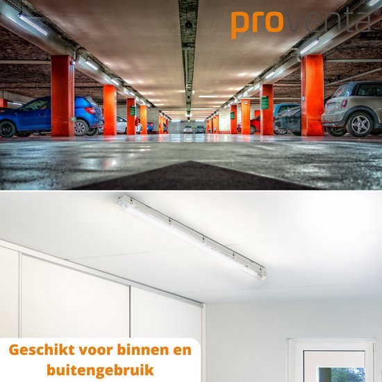 Proventa LED TL 4 luminaires doubles à 8 tubes 150 cm - Lumière blanche froide 6500 K - Étanche - 4 pièces